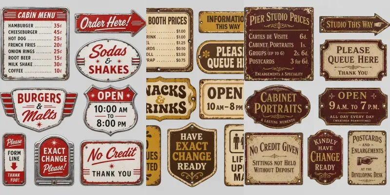 Vintage Booth Signage Sheets generated by undefined