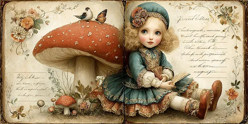 Alice In Wonderland Double Page Ephemera generated by undefined