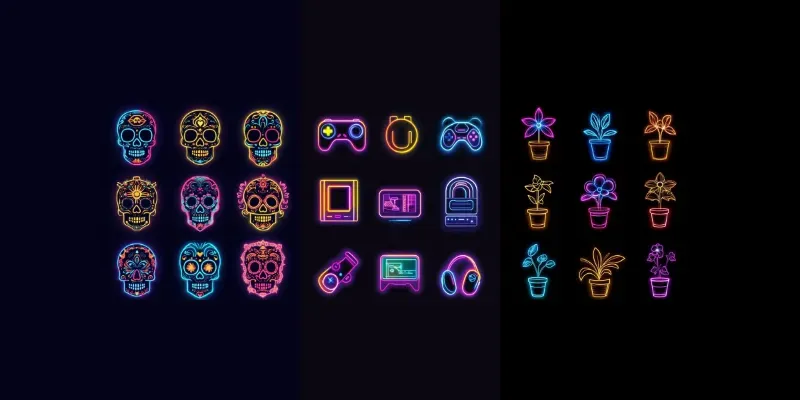 Simple Neon Clip Art Collection