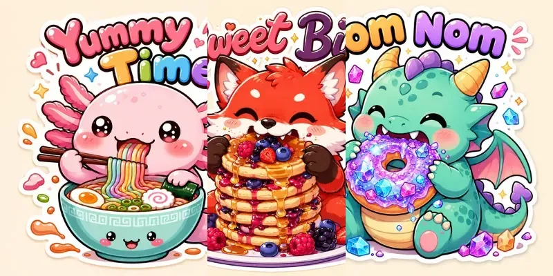 Cute Foodie Animal Sticker Packs generated by undefined