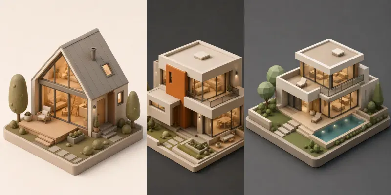 3D Isometric Clay Architecture generated by undefined