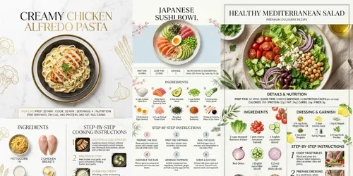 Modern Culinary Recipe Infographics generated by gemini-image