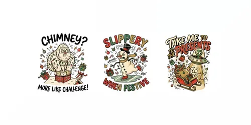 Funny Vintage Christmas Tshirt Art generated by gemini-image