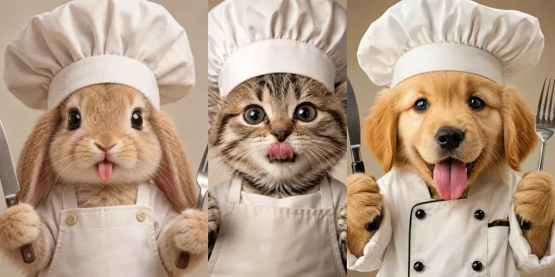 Cute Animal Chef Portraits generated by undefined