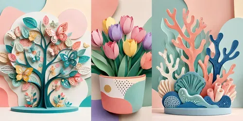 Modern Pastel Papercut Home Decors generated by chatgpt-image
