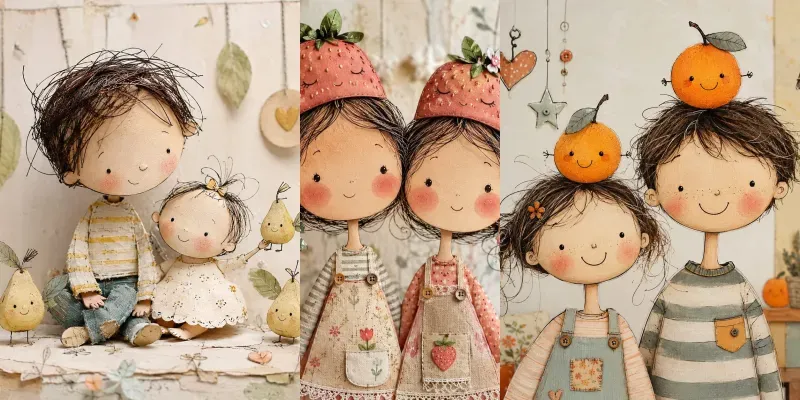 Whimsical Mixed Media Kids generated by undefined