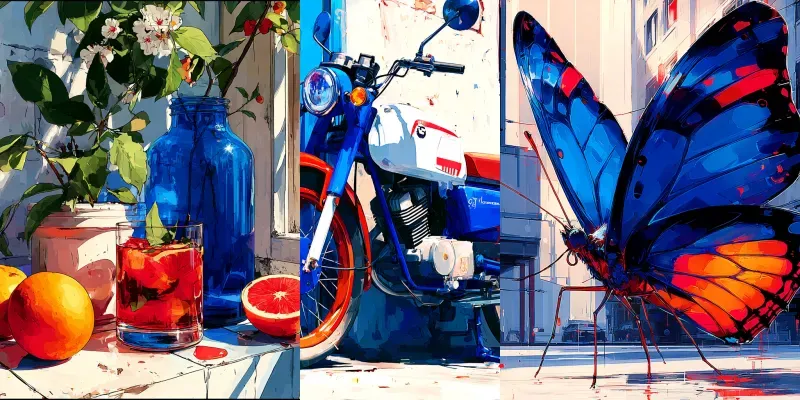 Painterly Anime Cobalt Manga Posters generated by undefined