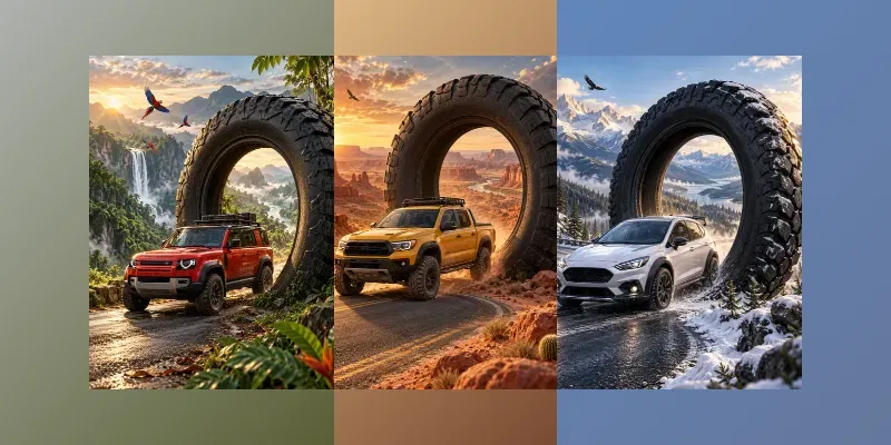 Giant Tire Portal Car Ads