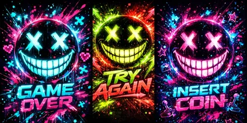 Smiley Neon Gaming Poster Generator generated by chatgpt-image