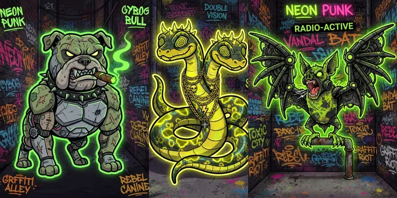 Neon Punk Character Stickers