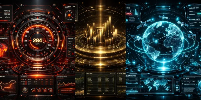 Premium 3D Tech Data Dashboards generated by undefined