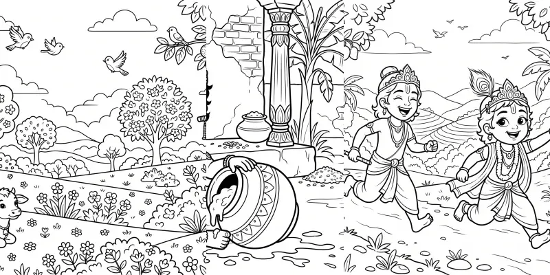 Cute Lord Krishna Coloring Pages generated by undefined