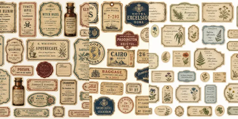 Vintage Sticker Label Sheets generated by undefined