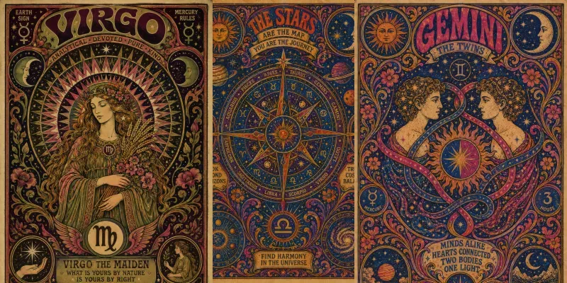 1960s Psychedelic Zodiac Posters generated by undefined