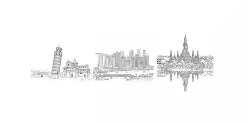Landmark Line Art Coloring Pages generated by gemini-image