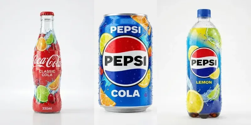 Iconic Branded Soda Bottles Cans generated by undefined