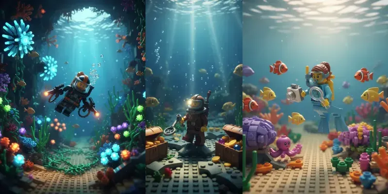 Legostyle Underwater Adventure Scenes generated by undefined
