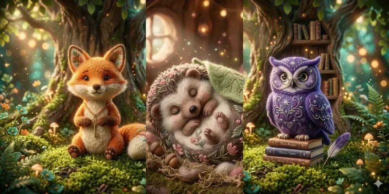 3D Felted Wool Storybook Animals generated by undefined