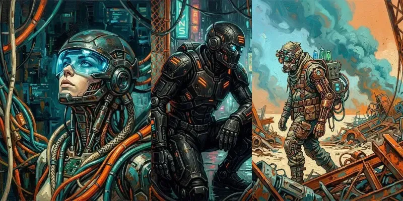 Retro Scifi Cybernetic Oil Portraits generated by undefined