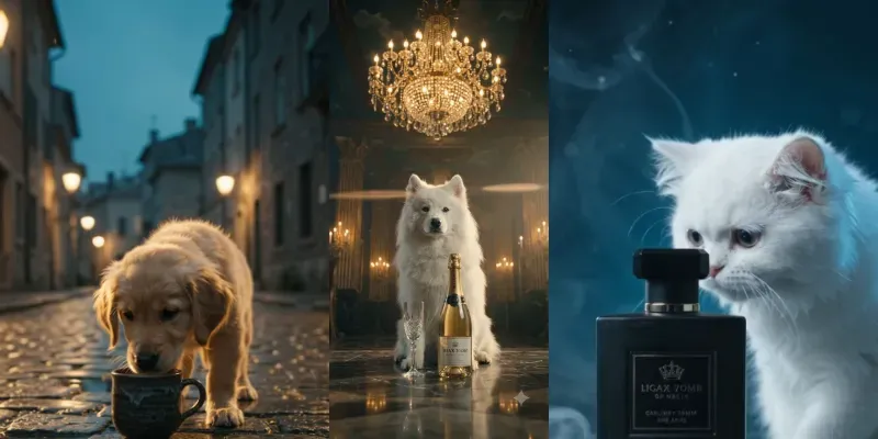 Cinematic Cute Animal Product Ads generated by undefined