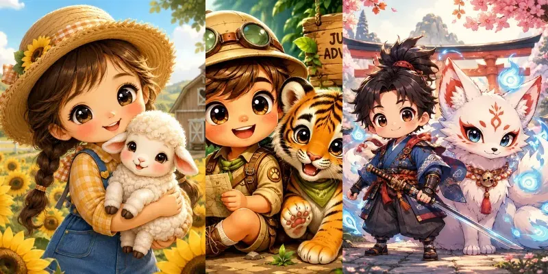 Cute Kids Animal Cartoon Packs generated by undefined
