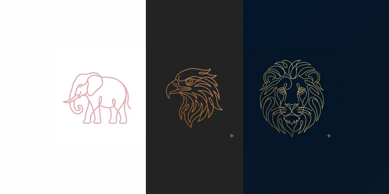 Monoline Animal Line Art Illustrations