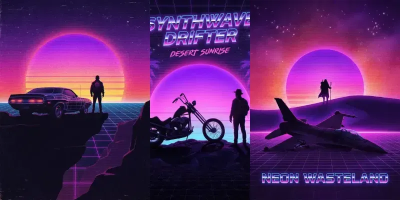 Retro Synthwave Silhouette Art generated by undefined