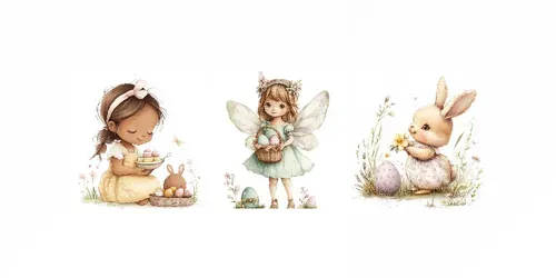 Chic Easter Clipart Illustrations generated by midjourney