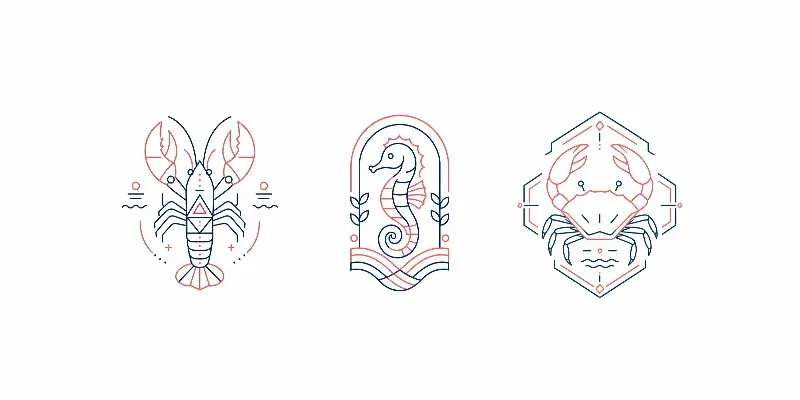 Minimalist Marine Geometry Line Art Packs generated by undefined