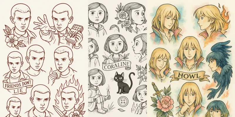 Tattoo Flash Sheets Pop Culture Ink generated by undefined