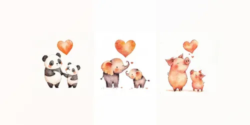 Mothers Day Cartoon Animal Stickers generated by midjourney