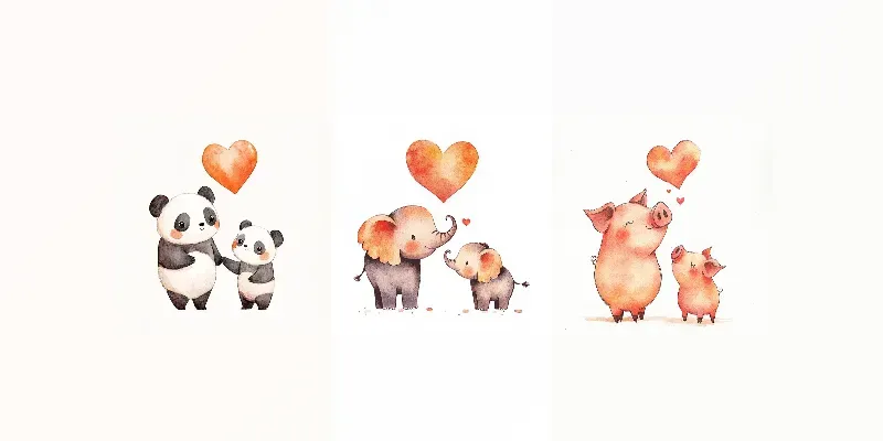 Mothers Day Cartoon Animal Stickers