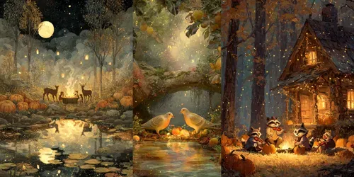 Whimsical Thanksgiving Greeting Cards generated by midjourney