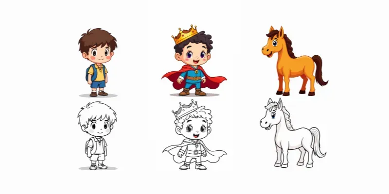 Vertical Simple Coloring Pages generated by undefined