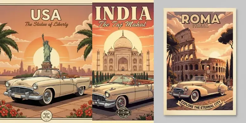 World Landmark Retro Car Art Generators generated by undefined