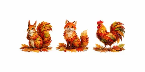 Autumn Leaf Animal Collage Art generated by chatgpt-image