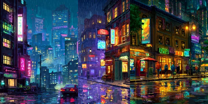 8bit City Nights Backgrounds generated by undefined