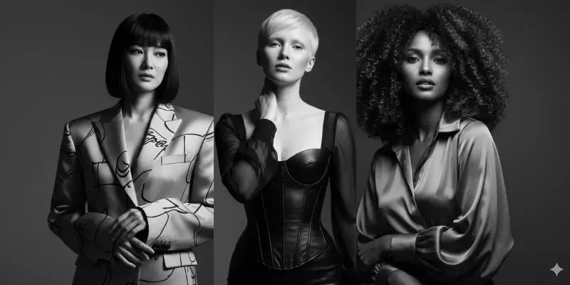 Dramatic Monochrome Fashion Photos generated by undefined