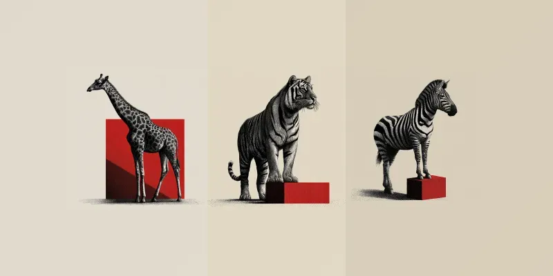 Black And White Vintage Animals Red Boxes generated by undefined