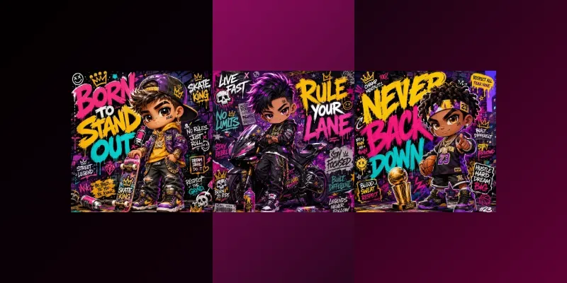 Urban Chibi Streetart Character Poster generated by undefined
