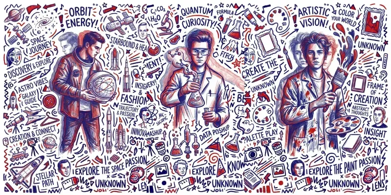 Red Blue Doodle Men generated by undefined
