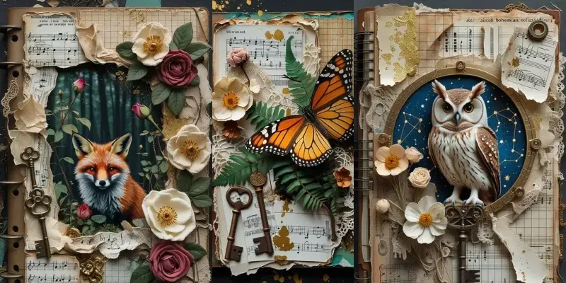 Vintage Boho Junk Journal Pages generated by undefined
