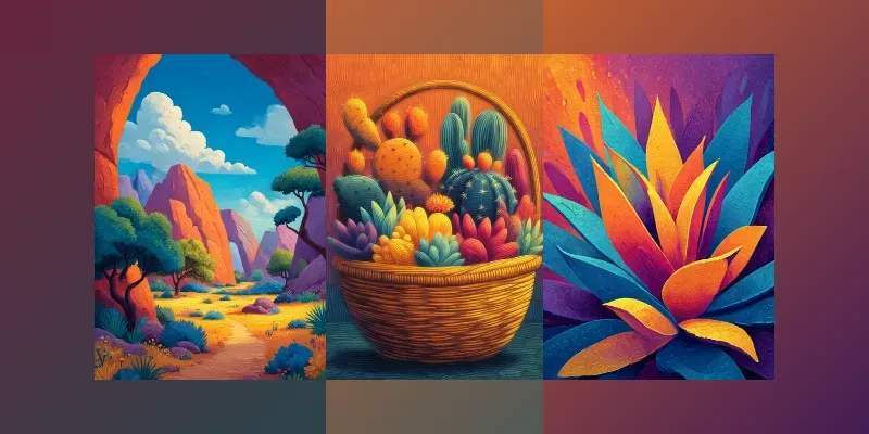 Vibrant Desert Dreams Impasto Wall Art generated by undefined