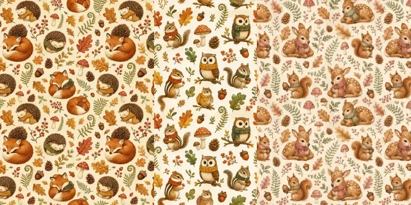 Autumn Woodland Animal Seamless Patterns generated by undefined