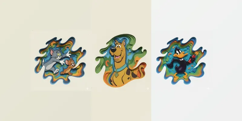 Layered Papercraft Cartoon Portraits generated by undefined