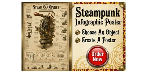 Steampunk Infographic Posters generated by chatgpt-image