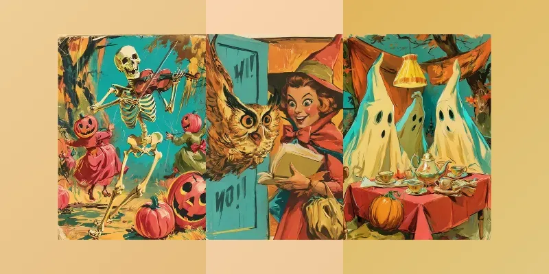 Vintage Halloween Illustrations generated by undefined