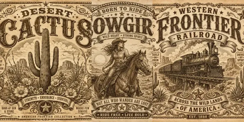 Vintage Western Emblem Posters generated by undefined