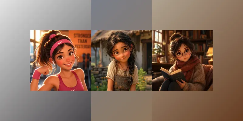 Diverse Cute Girl 3D Characters generated by undefined