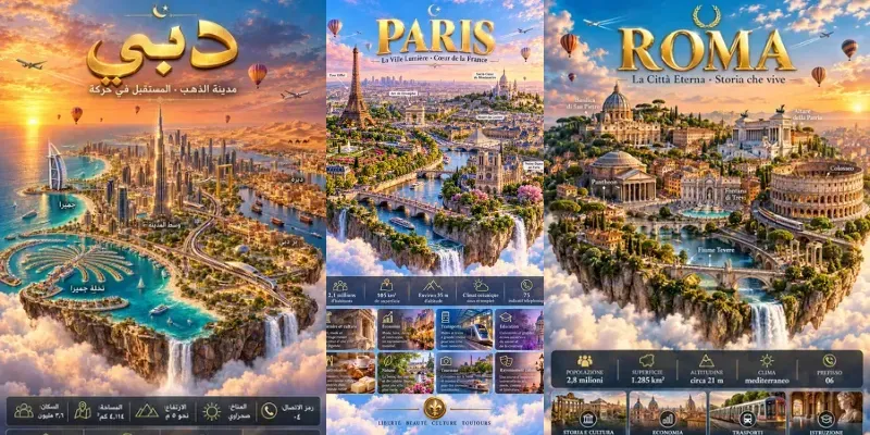 Floating Island City Map Infographics